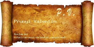 Prunyi Valentin névjegykártya